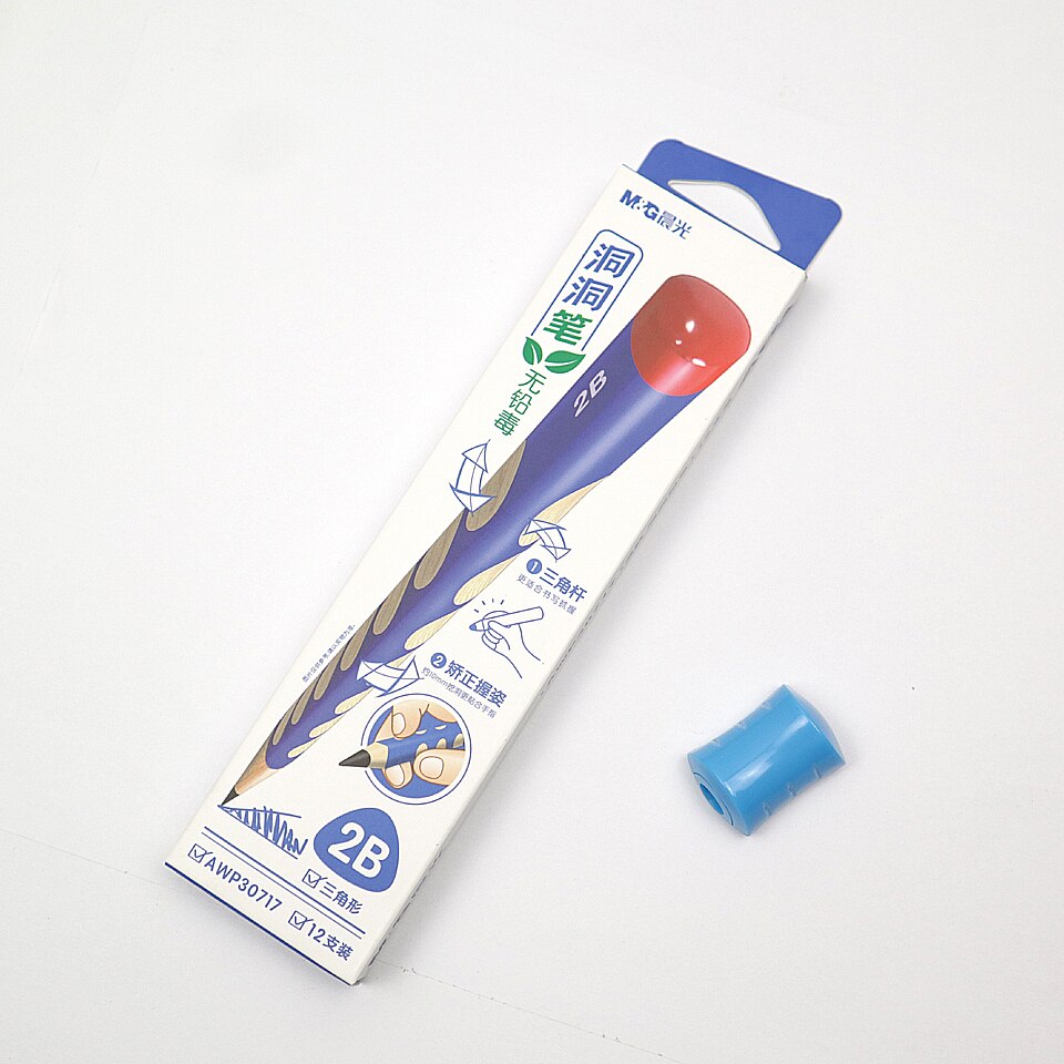 12 Stks/set Houten Potlood 2B Hb Driehoek Hout Potlood Juiste Kinderen Schrijven Vaardigheden Briefpapier Levert Sturen 1 Puntenslijper: 12pcs 2B