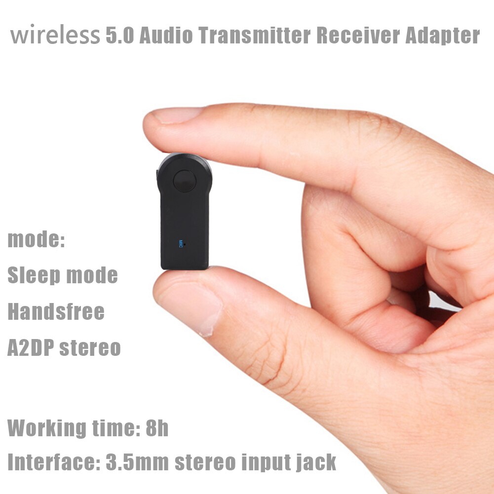 Kabelloses bluetooth-audio-autokit mit 5.0 freisprechadaptern und integriertem -in 120 -mah-akku für 3.5mm aux-geräte mit klinkenanschluss