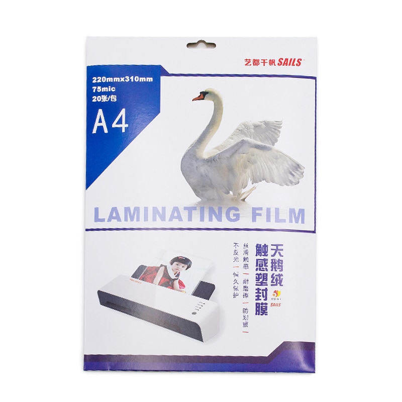 Stum ansigt laminering film  a4 75 mic /3 mil laminator poseark til fotopapir filer laminat termisk 20 stk / sæt yidu sejl