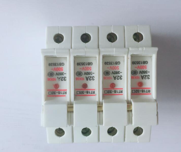 RT18-32 10*38mm Gids installeren de zekering zekering base met licht 380 V 500 V 4 P 32A