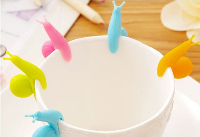 Etiqueta colorida con forma de caracol para colgar bolsas de té, soporte para taza, taza para beber, identificador para taza de , 5 uds.