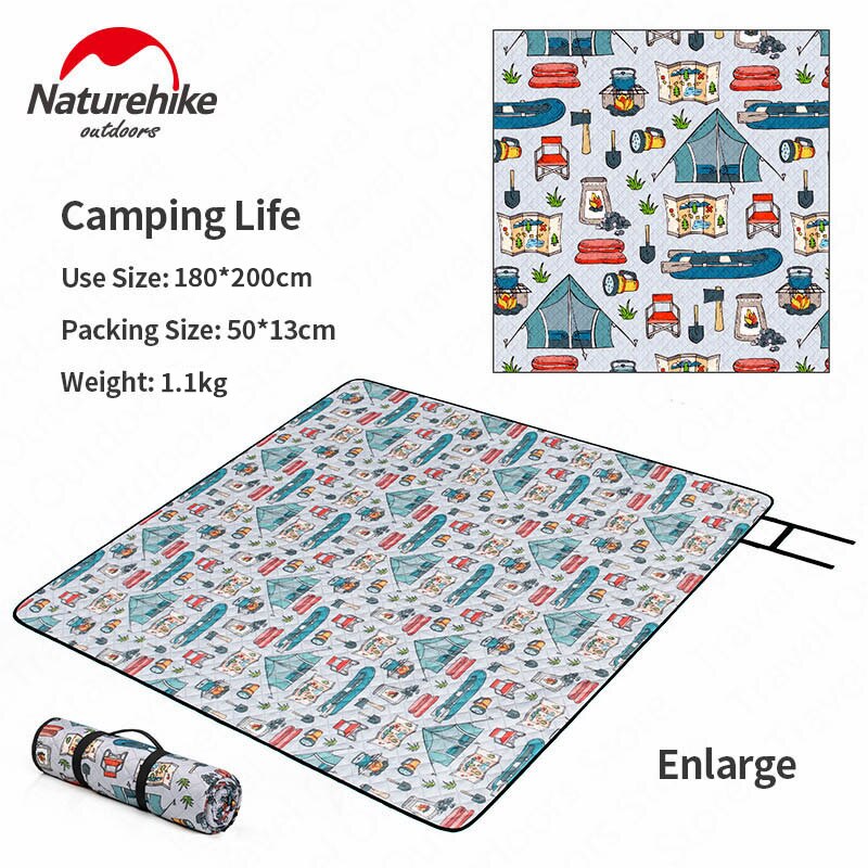 Naturehike ekstra stor picnic udendørs tæppe vandtæt foldbar praktisk tote måtten perfekt til strandparker camping  nh19 d 024- z: Campingliv