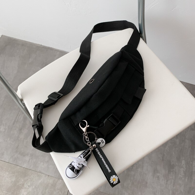 Borsttas ins super fire kleine tas casual schoudertas messenger bag japanse rugtas heuptas meisjestas: Zwart 2