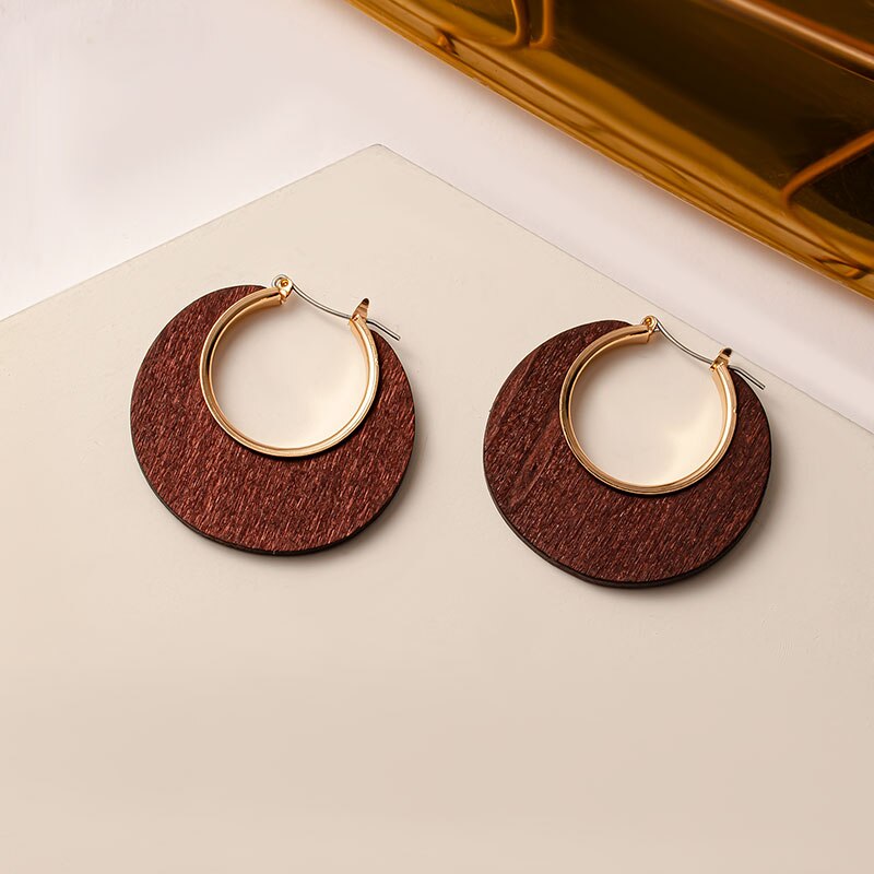 Pendientes llamativos coreanos para mujer, aretes con colgantes geométricos acrílicos marrones, aretes dorados, joyería: Brown 459