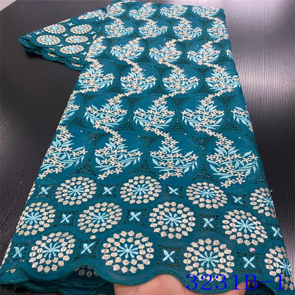 African Dry Lace Fabric Nigeria Cotton Laces Lace Fabric in Lace with Stones for Women KS3231B: Picture 1