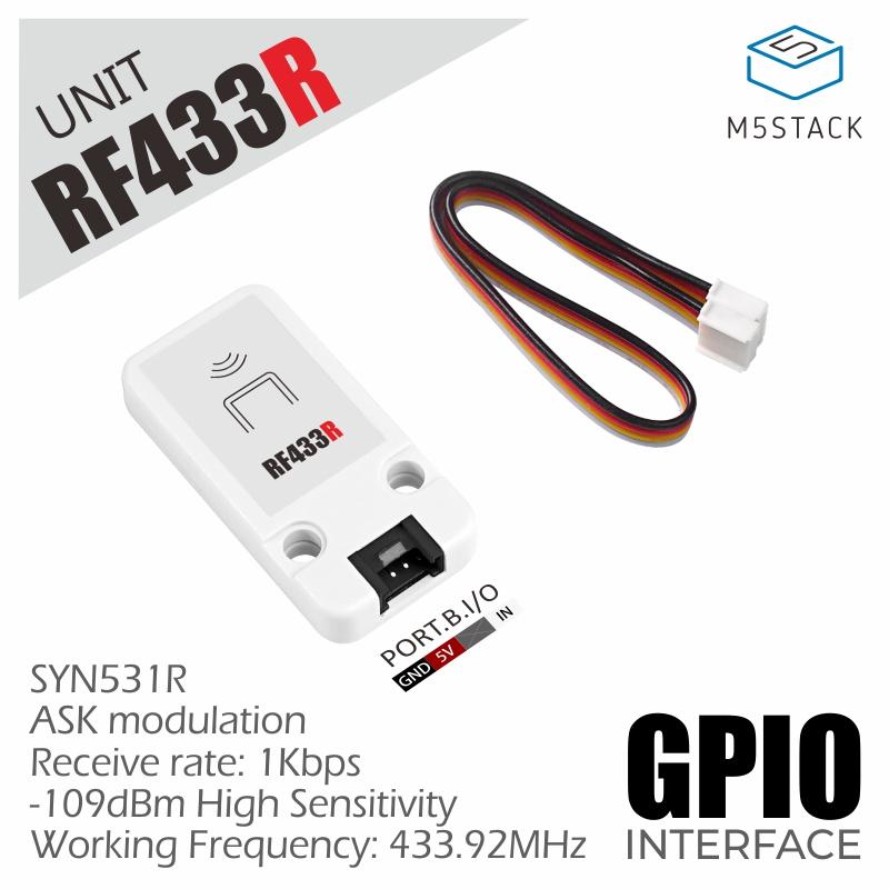 M5 -stak  rf433t/ r trådløs rf-sender og -modtager med arbejdsfrekvens på 433.92 mhz til iot rf-fjernbetjeningsautomatiseringsapplikation