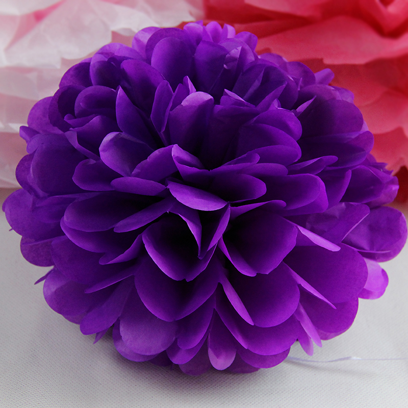 10cm 4inch Tissue Paper Flower Balls for Wedding Baby Shower Birthday Party Decoration Home Garden Decor Paper Pom Poms Pompoms: plum