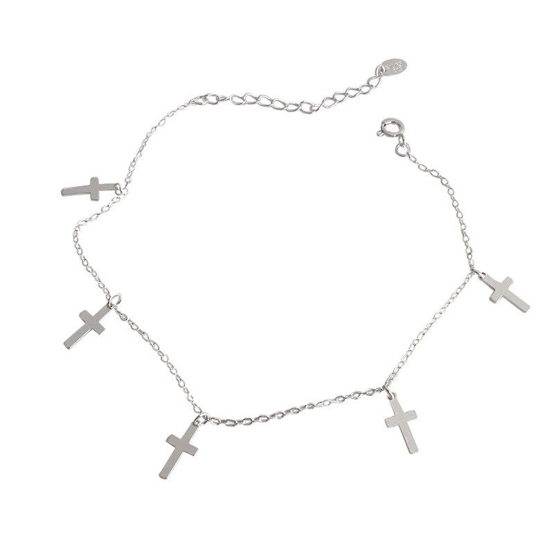 S'steel 925 Sterling Silver Anklets For Women Cross Anklet Party For Girls Tobillera De Plata De Ley Mujer Fine Jewelry: Default Title