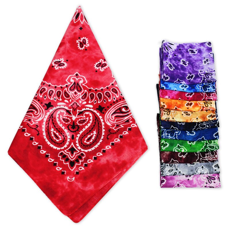 Tie Dye Hip Hop Cotton Bandana Square Scarf Headwear Headband Scarf Gradient Color Print Handkerchief For Women Men