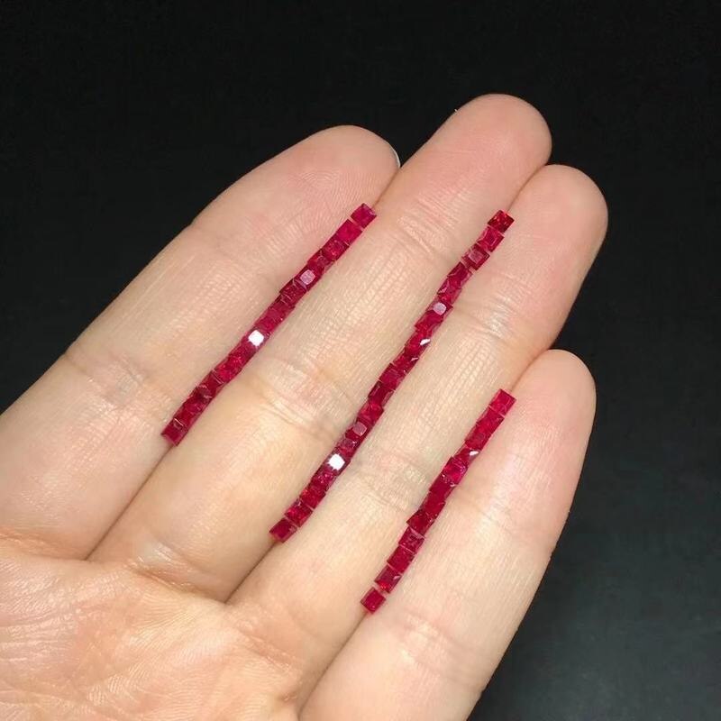 Natuur Red Ruby Vierkante 2.5mmm Losse Stenen Voor Oorbellen Maken Losse Edelstenen Voor Sieraden Maken