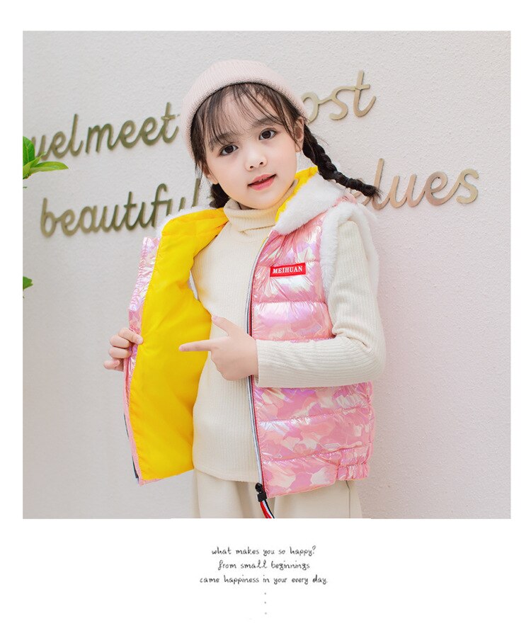 Baby Kleding Herfst En Winter Gewatteerde Down Vest Voor Baby Jongens En Meisjes Warm Vest Jas Met Konijn Oren Voor jongens En Meisjes: Roze / 6T