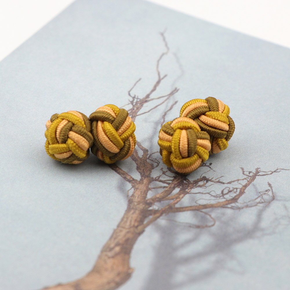 Novità nodi di Seta CufflinksMixed Tre Colori FAI DA TE Intrecciato Handmade Elastico Corda Doppia Sfera Gemelli Per Gli Uomini Regalo NO.1-20: 14