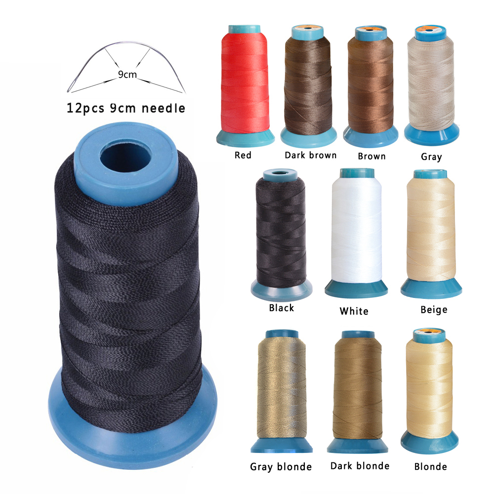 1 rouleau de fil à tisser dix couleurs, fil Polyamide haute intensité, 12 aiguilles à tisser de 9cm/aiguilles de type C/aiguille incurvée