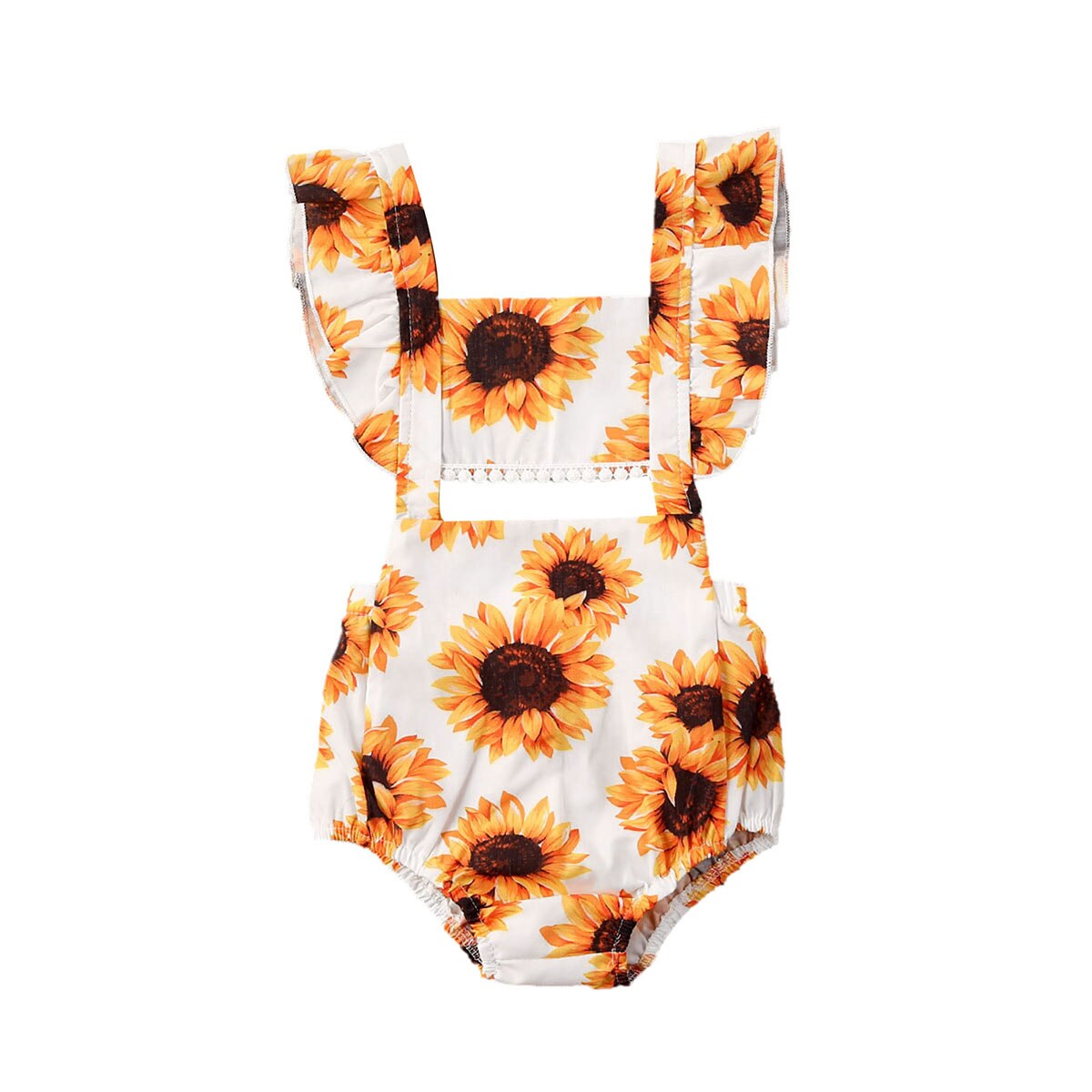 0-24M enfant en bas âge enfants bébé fille garçons body tournesol imprimé volants à manches courtes combinaison Sunsuit tenue