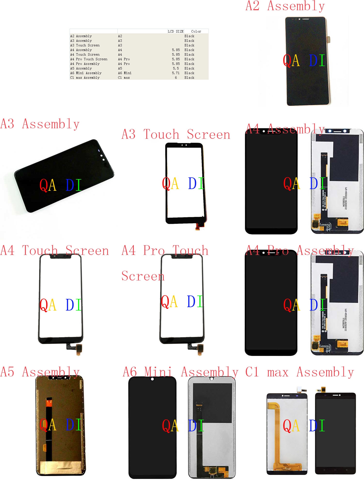 Touch Screen LCD Display Assembly For Elephone A2 A3 A4 Pro A5 A6 Mini C1 max