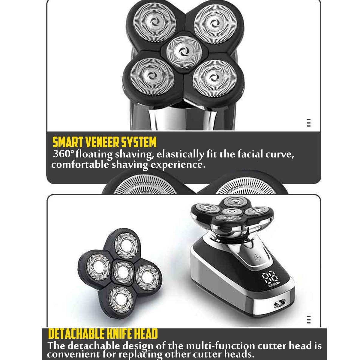 Electric Shaver USB Rechargeable IPX5 Multifunctional Grooming kit 3 In 1 5D For Men Women Bald Head Polish Hair Clipper Trimmer