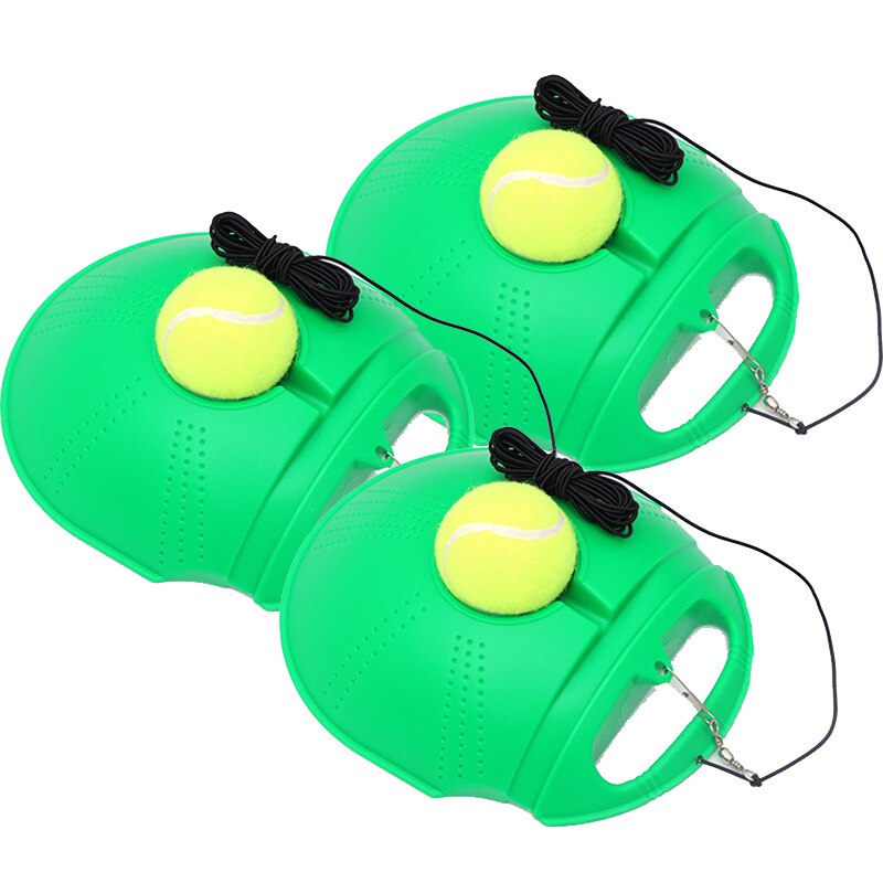 Base de entrenamiento de tenis de alta resistencia, con cuerda elástica, pelota de práctica, rebote automático, entrenador de tenis, dispositivo de combate: B 3 bases 3 balls