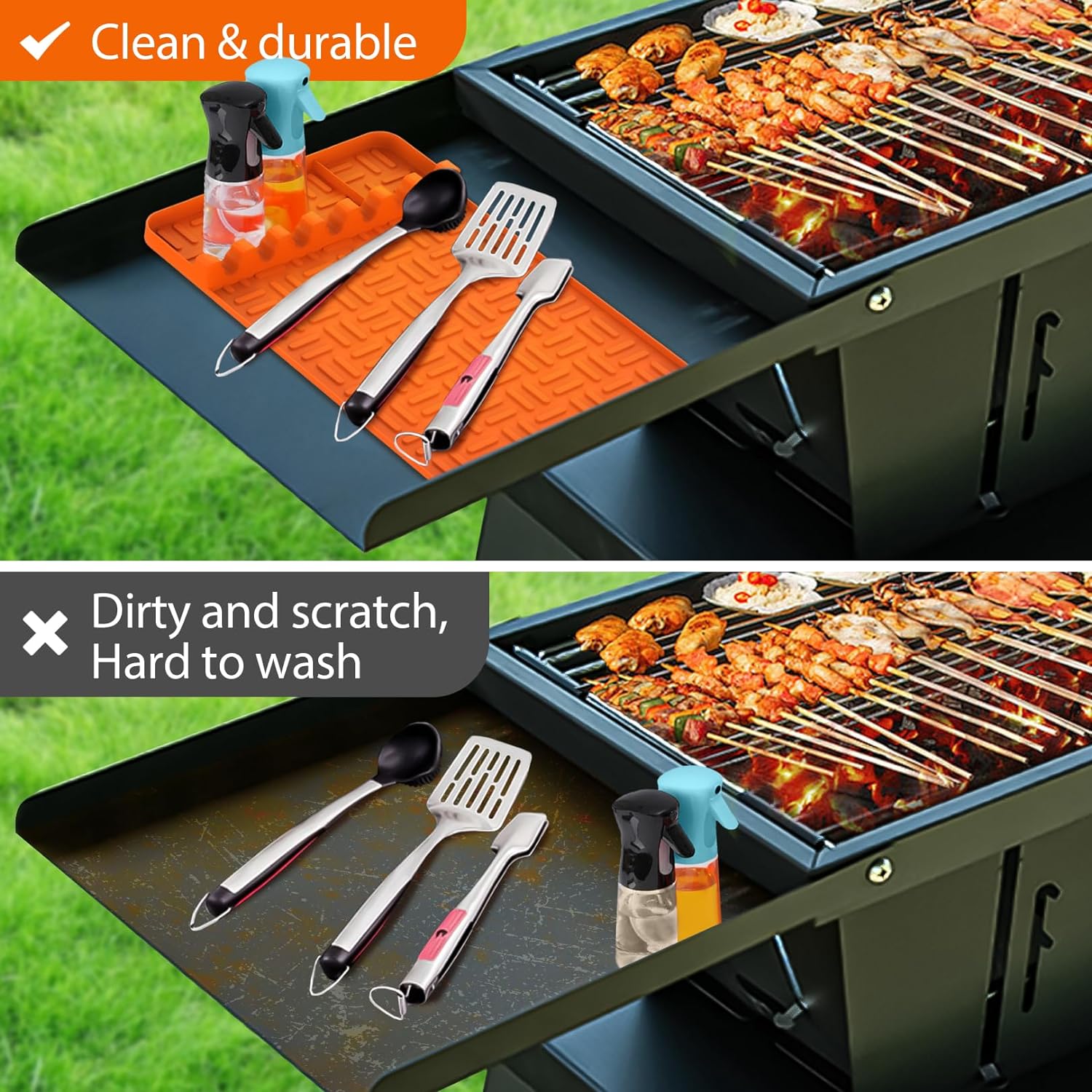 Silicone Griddle Tools Mat for Blackstone,Spatula Mat with Drip Pad Grill Mat,Side Shelf Mat for Blackstone Food Grade Grill BBQ