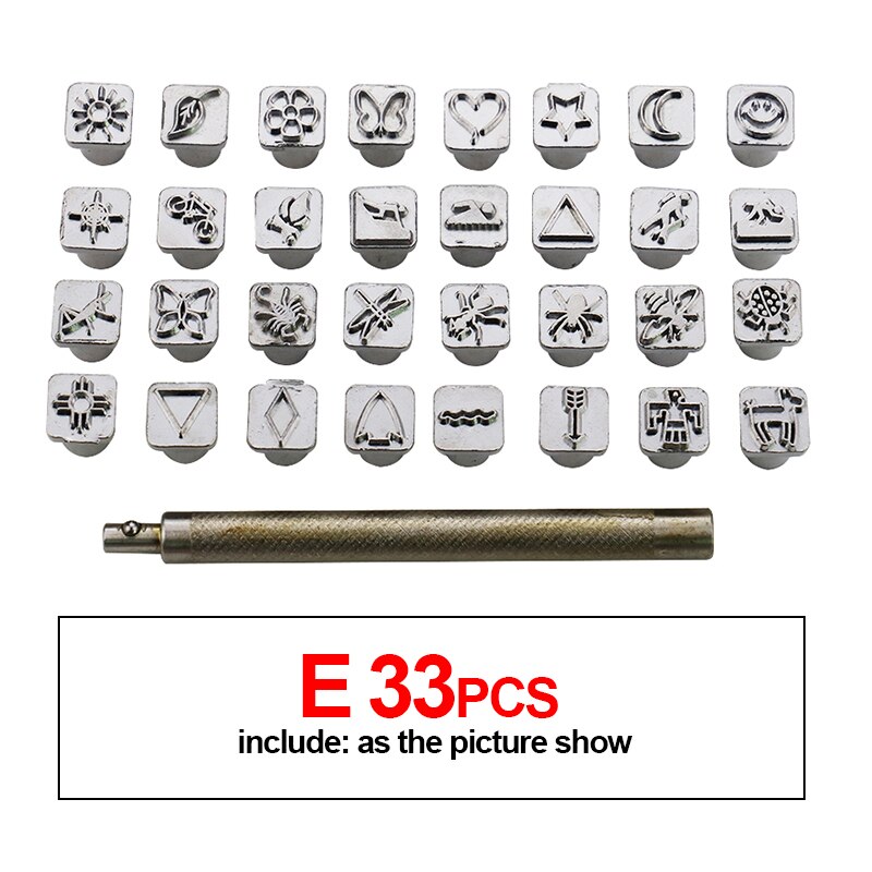 Diy Lederen Stempelen Tool Set, Fancy Stampen, Nylon Hamer, White Board, Leer Professionele Carving Hulpmiddel Levert: E 33PCS