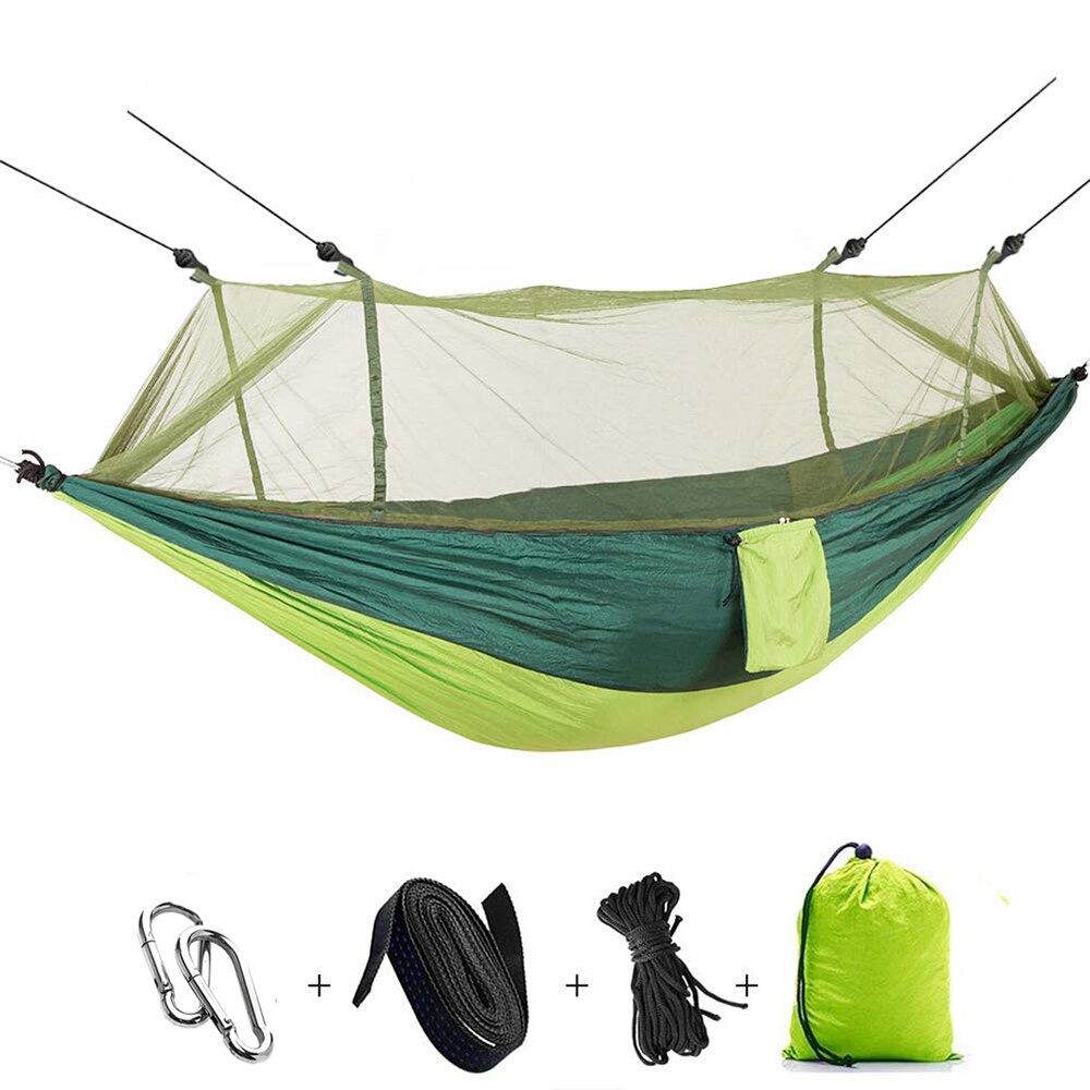 Rede de acampamento parachute mosquiteiro rede hammock portátil dupla pessoa pendurado dormir cama
