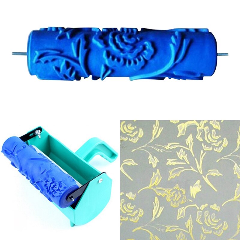 7Inch 3D Rubber Wall Decorative Painting Roller, Patterned Roller Wall Decoration Tools Without Handle Grip, Rose Roller