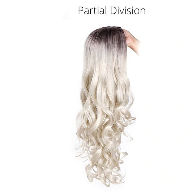 I's a wig Ombre Brown Wig Long Wavy Synthetic Wigs for Women Blonde Gray White Black Red Wig Glueless Hair can be Cosplay