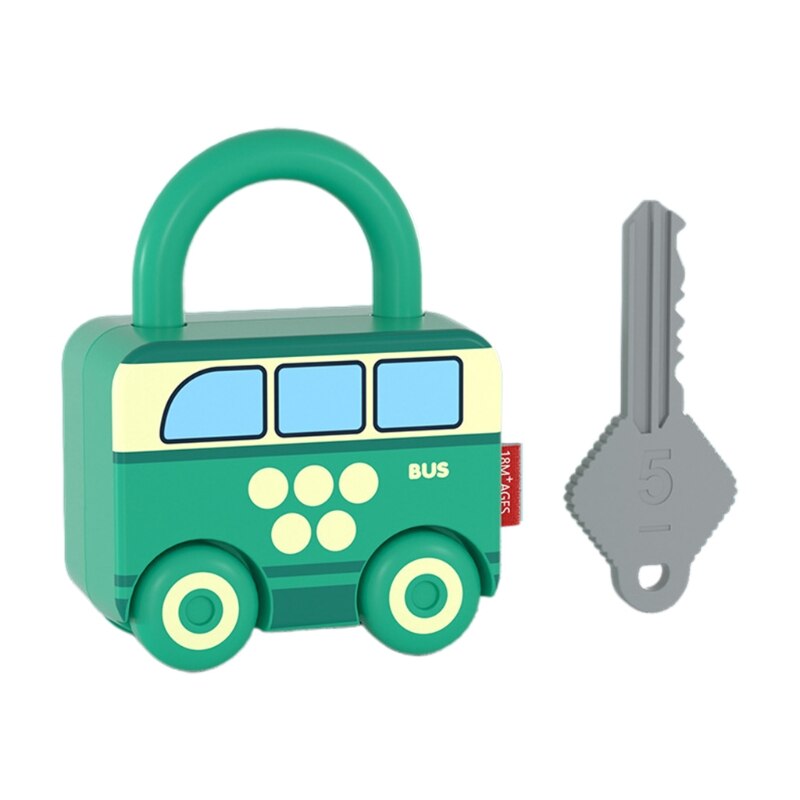 Juego de emparejamiento de candados de aprendizaje para niños, juego portátil Simple, juguetes interactivos para niños: Bus