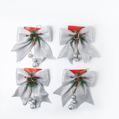 Grote Kerst Boog Leuke Strik Hand Kerstboom Decoratie Top Boog: Zilver