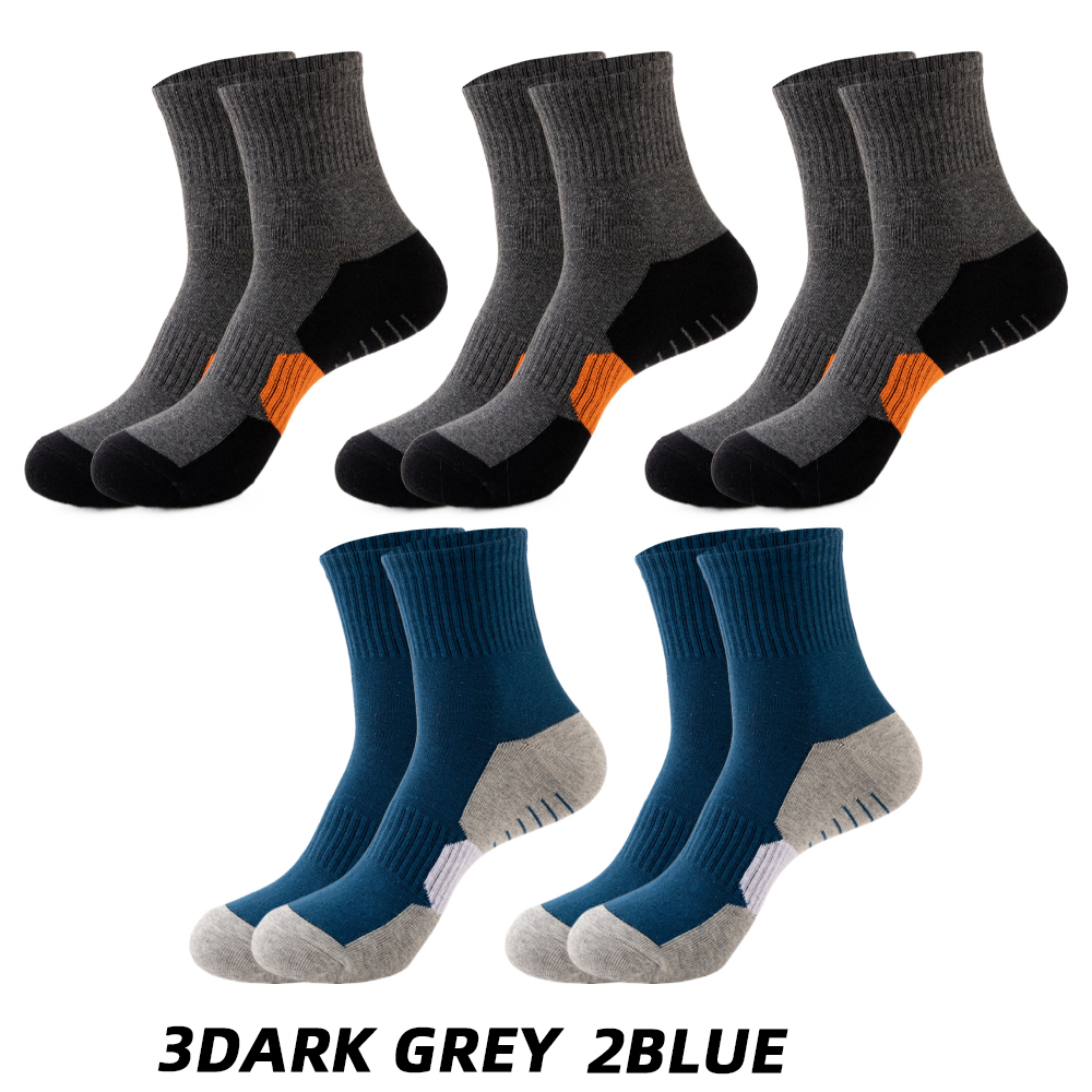 5 Pair Winter Men Socks Cotton Black Leisure Business Long Socks Walking Running Hiking Thermal Socks For Male Plus Size 38-48: White Green