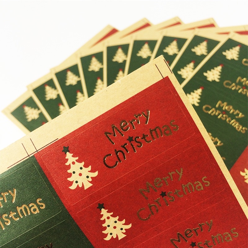 100 Stks/partij Vrolijk Kerstfeest Pakket Seal Sticker Kerstboom Label Sticker Scrapbooking Voor Christmas Party Decoratie