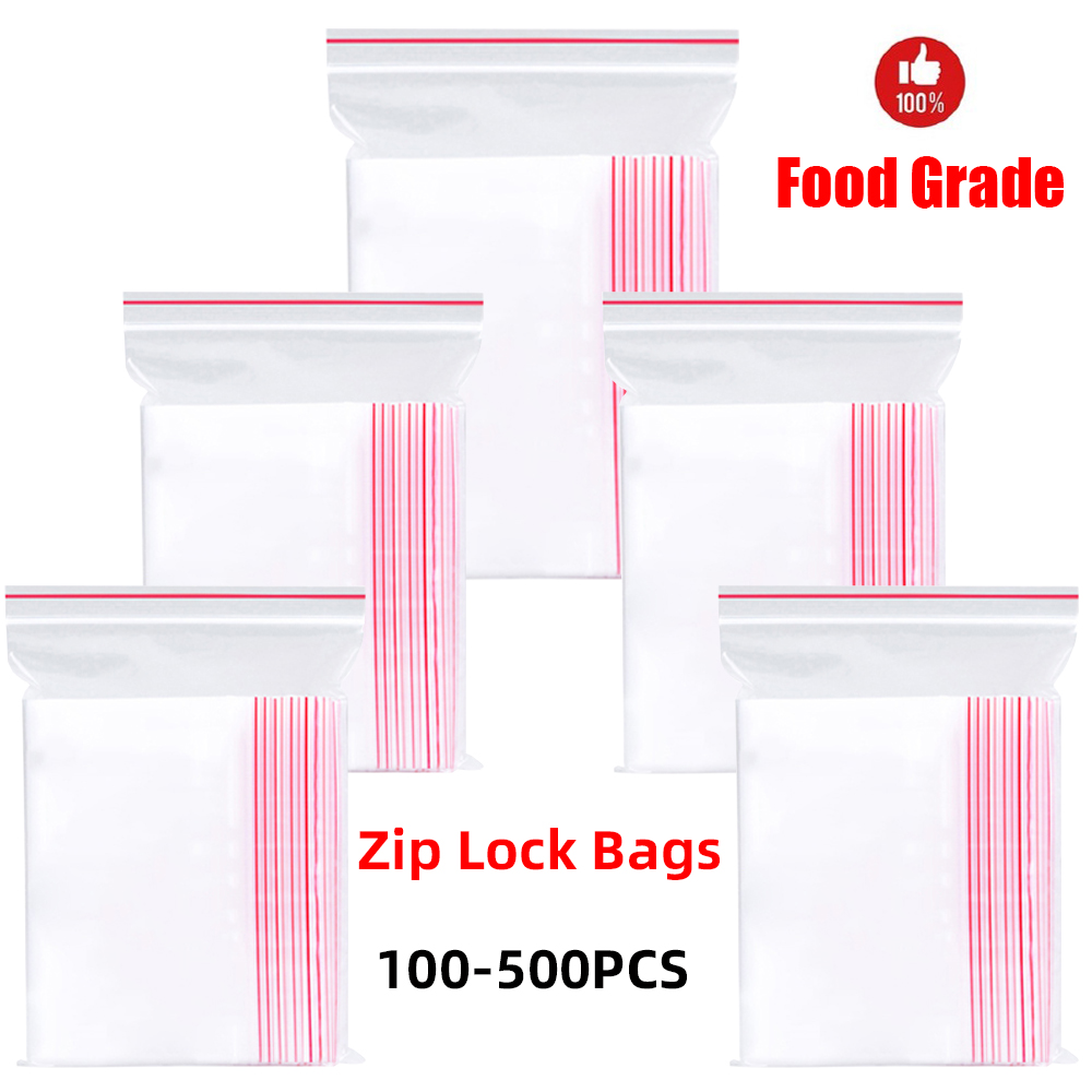 100-500 sztuk Resealable plastikowe torby na zamek błyskawiczny Self Seal wyczyść worek foliowy opakowanie do przechowywania żywności woreczki próżniowe świeże torba organizer