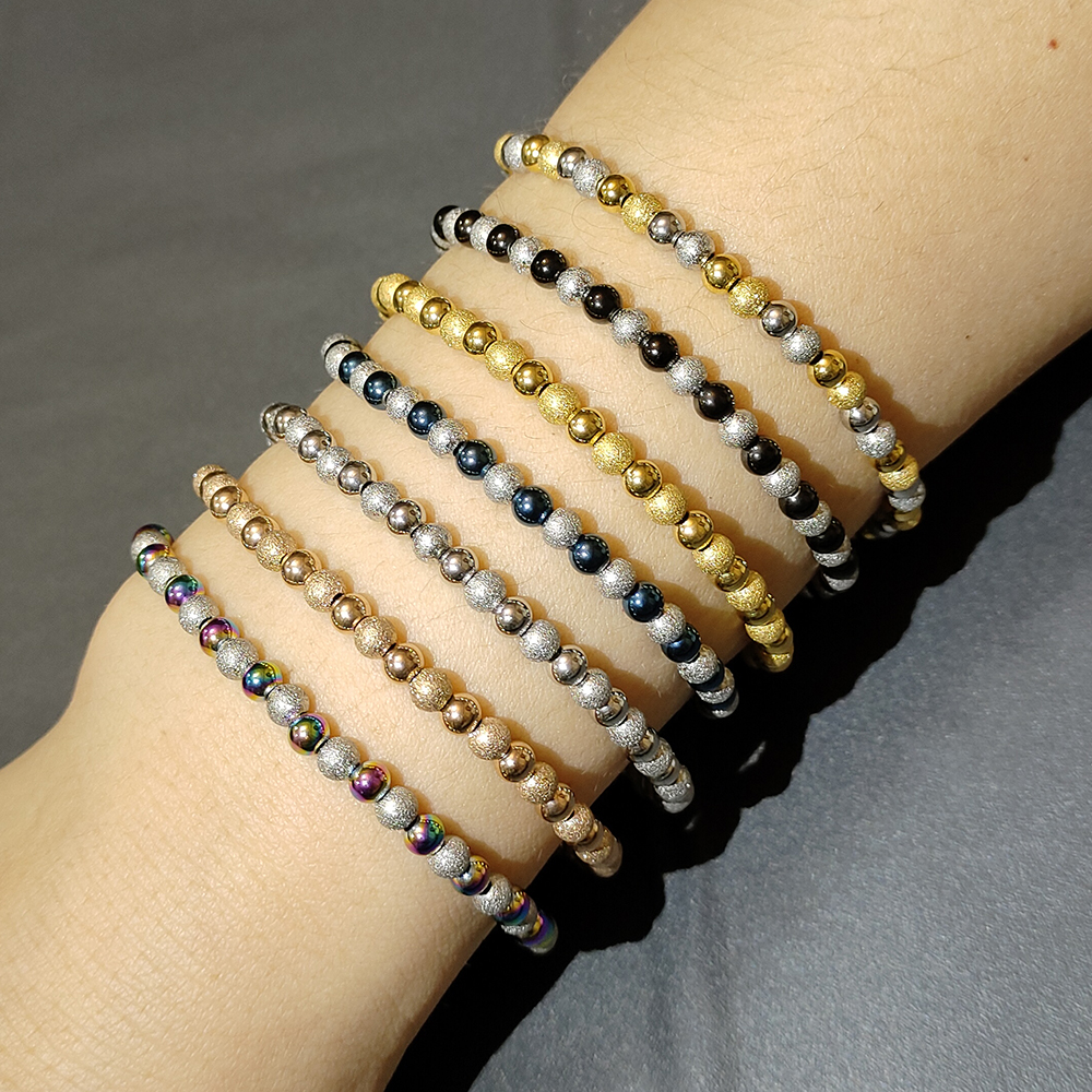 Metal Stainless Steel Jewelry Exquisite Girl Party Adorn Waterproof Durable Charm Sand Gold Mixed Color Bracelets