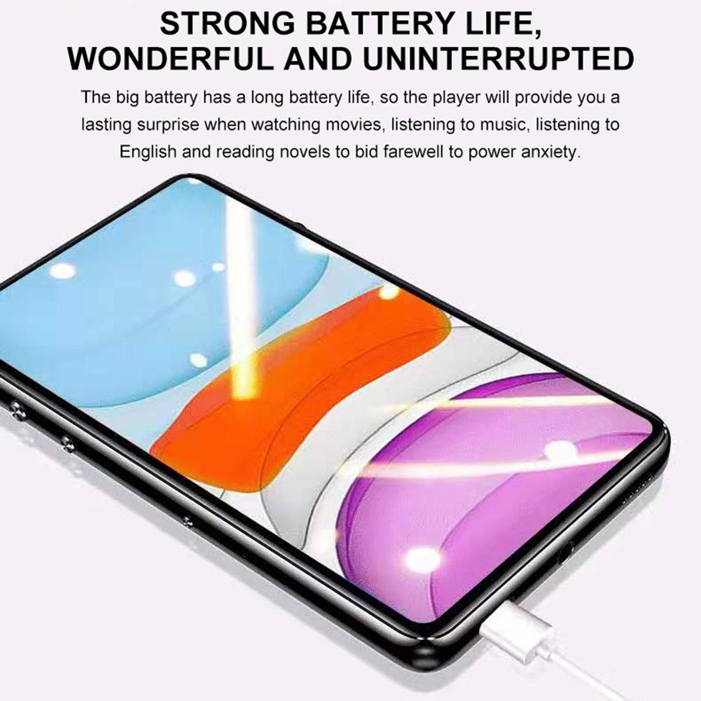 Full Screen MP4 Player Ultra-thin Touch Screen MP5 Player Bluetooth 5.0 Large-capacity Storage Player 83.4*49.3*12.8mm