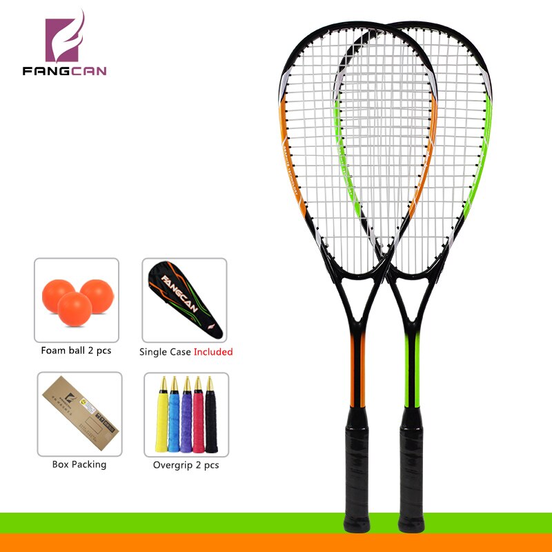 2 Stk/partij Fangcan Professionele Squash Racket Met Enkele Tas En Squash Bal Voor Beginnende Oranje En Groen