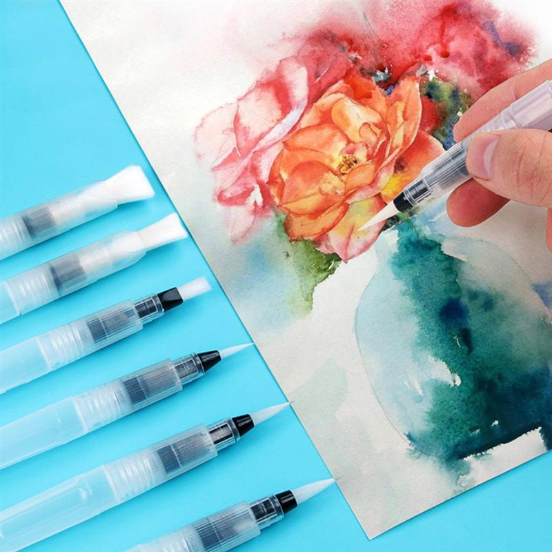 9 stk akvarel pensel penne vandopløselige farvede penne aqua farve pensel maling pen til maling kalligraf tegning kunst