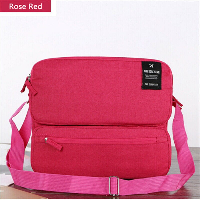 Bolso de viaje Unisex para hombre y mujer, bolsos de un solo hombro, bandolera con capacidad de viaje, cruzado, multibolsillos: Rojo