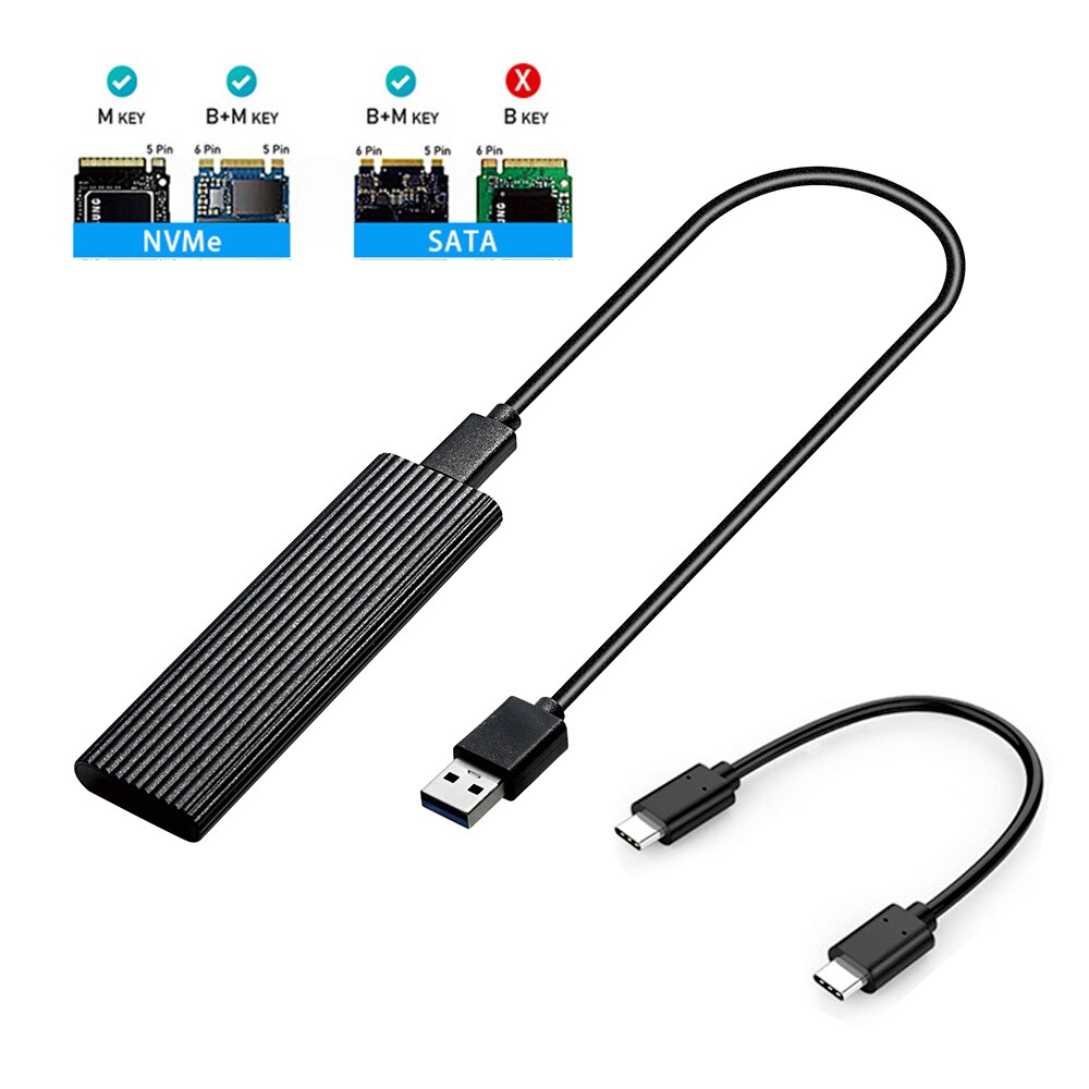 GUDGA – boîtier SSD Nvme avec double protocole OTG vers USB 3.1, adaptateur de disque dur Portable pour SSD M.2 2230/2260/2280/2242