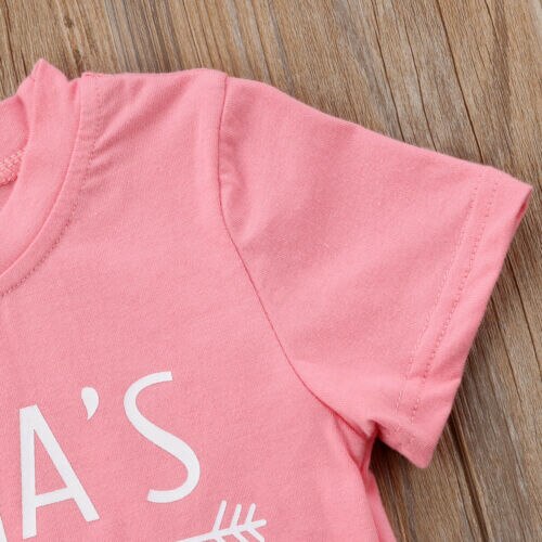 Zomer Leuke Casual Brief Print Roze Katoen Zacht Peuter Kids Baby Girl Korte Mouw Mama Bestie T-shirt Tees Tops Kleding