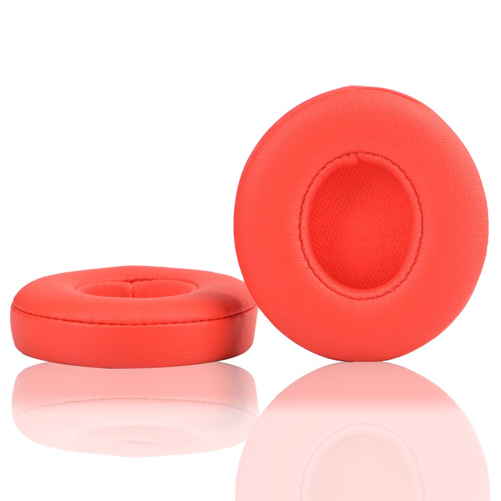 Replacement Ear pads Cushion For Solo 2 Wireless Earpads Earbuds For Beats Solo 3 Wireless Headset case ultra-soft protein skin: Vibrant red