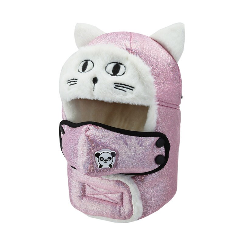 Earflap Pilot Hats and Goggles Trapper Bomber Hat Facemask Cap Bomber Hat with Full Face Ear Flap Children: C12