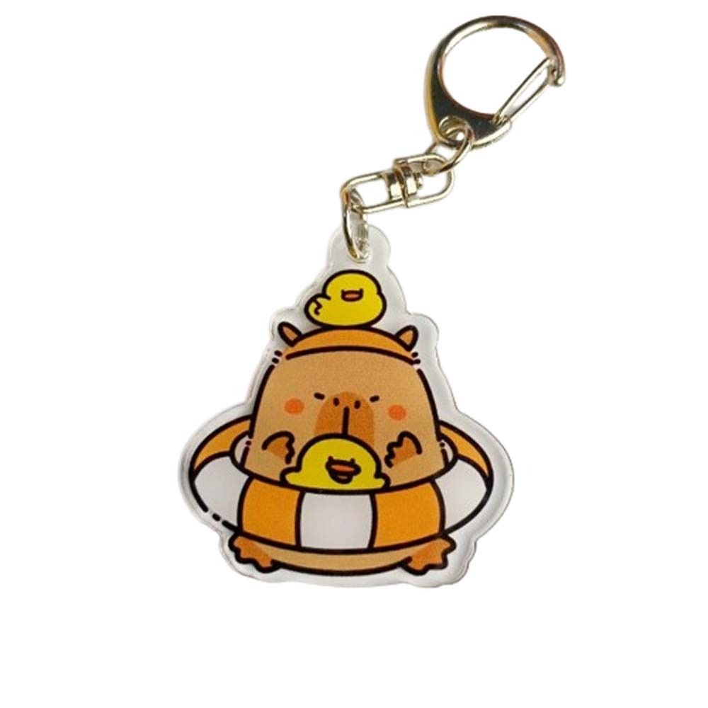 Tegneserie capybara capybara akryl nøkkelring harpiks akryl tegneserie capybaras nøkkelring søt nydelig kapibala nøkkelringer bag hengende: Grønn