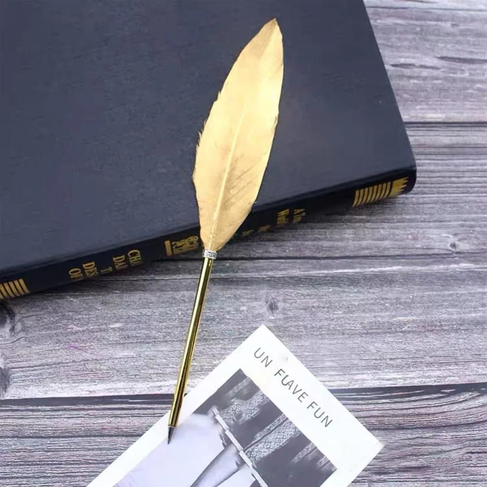 Gladde Veren Veer Balpen Vintage Cadeau Bruiloft Zachte Pluizige Pen Verfijnd Zwart Kalligrafie Pen Kantoor: Rood