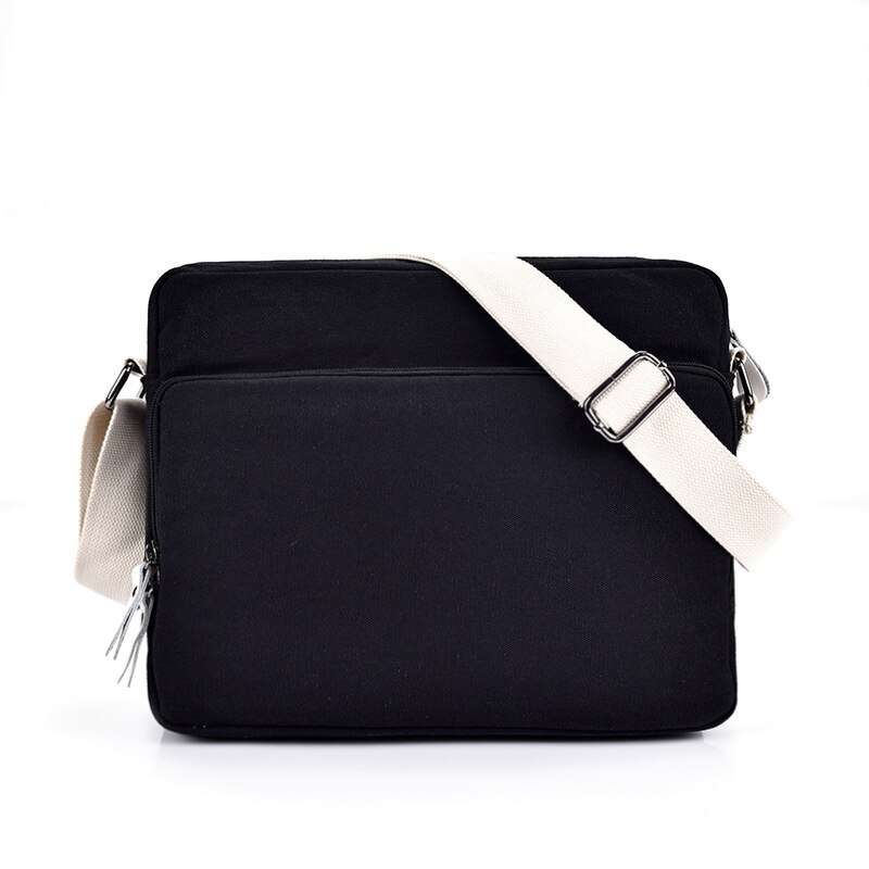 Stijl Messenger Bag Mode Alle Match Casual Commuter Schuine Canvas Multifunctionele Tas 10 Inch: Black