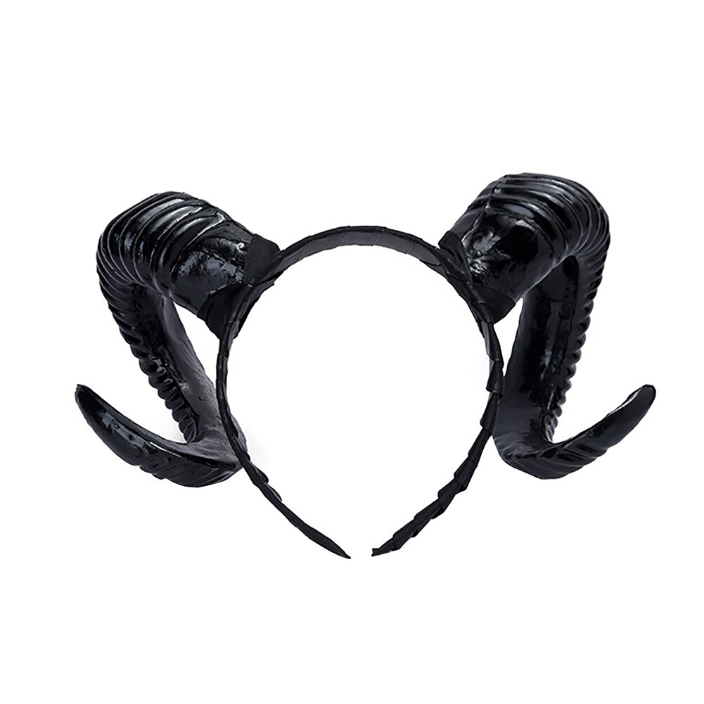 Xmas Hoofddeksels Antlers Schapen Hoorns Hoofdband Hoofddeksel Vrouwen Sieraden Foto Props Halloween Kerst Festival Cosplay Hoofdtooi: Black