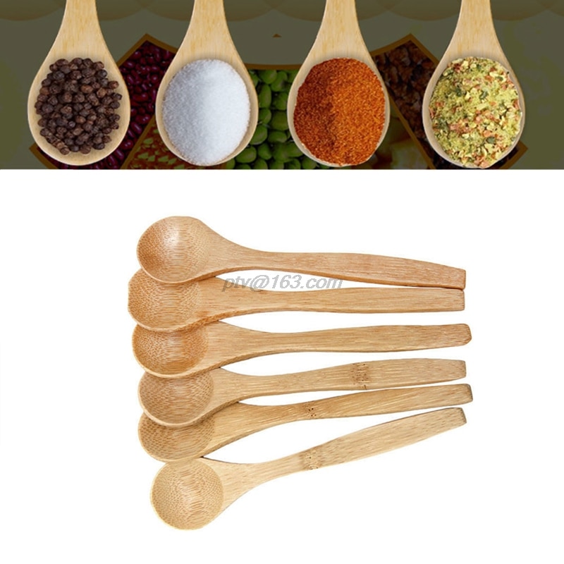 6 pièces ensemble bambou en bois ustensile cuisine cuisine outils cuillère spatule mélange