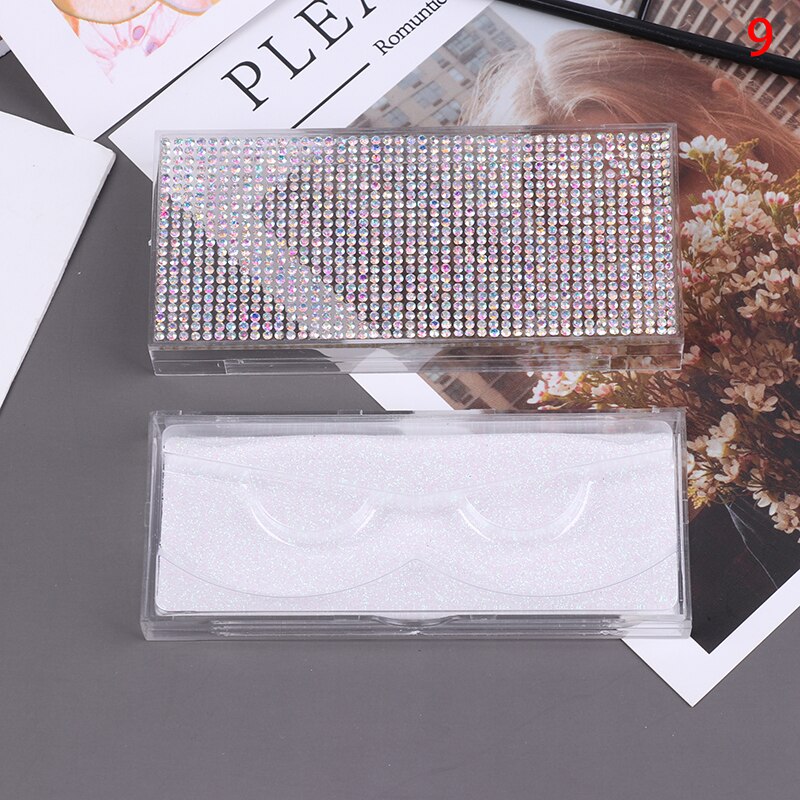 1pcs Popular 3D False Eyelashes Packaging Empty Lash Case Bling Glitter Eyelash Pull Box Diamond False Eyelash Packaging Box: N9