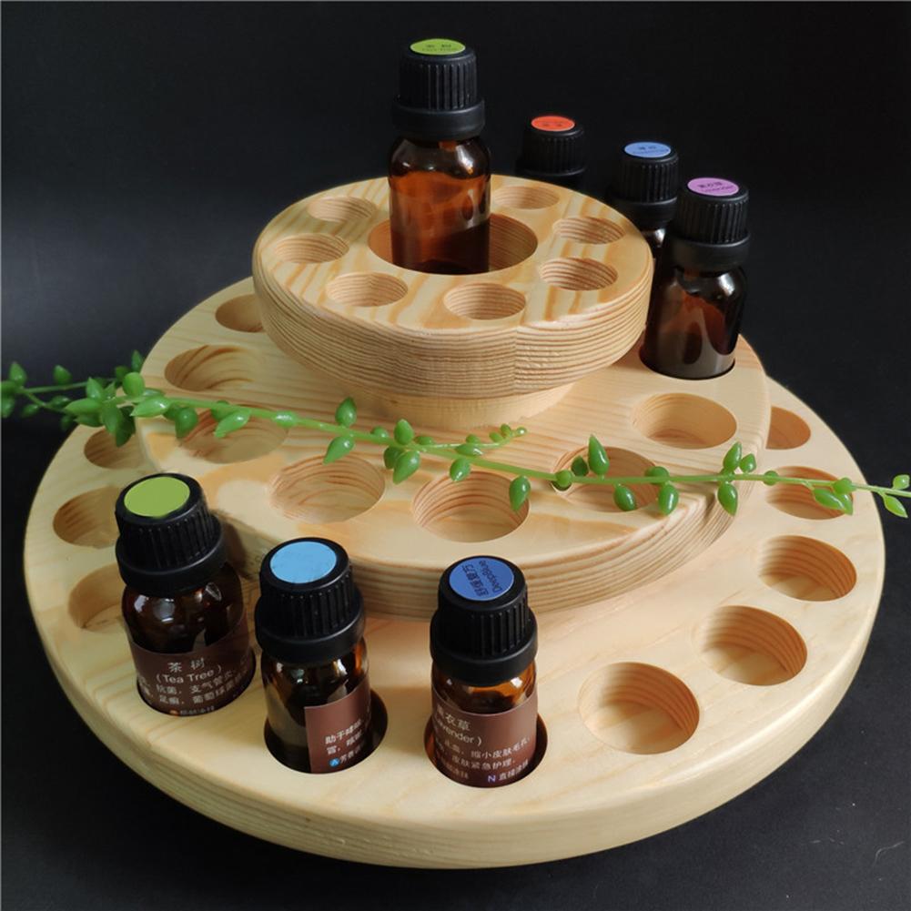 39 Slots Three Layers Essential Oil Storage Box Circle Wooden Case Aromatherapy Organizer Solid Wood Display Stand