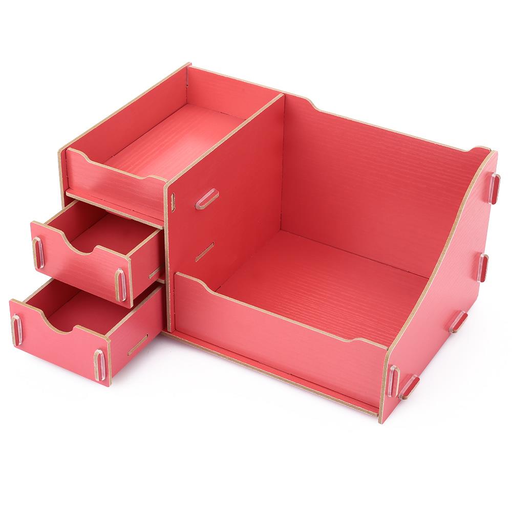 Cosmetic Storage Box Wooden 2 Drawers DIY Practical Desktop Makeup Organizer Cosmetic Organizer BeautyTools Dresser