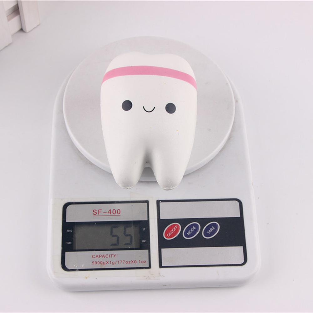 2 Stuks Leuke Langzaam Stijgende Cartoon Tand Speelgoed Zachte Squishy Hanger Stress Angst Reducer Creatieve Pu Vent Speelgoed (Blauw + Roze)