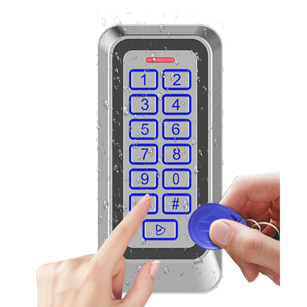 IP67 Waterproof Backlight RFID Metal Door Access Control Reader Keypad 1000 Users 125KHz EM Card Door Opener System: 125Khz ID version